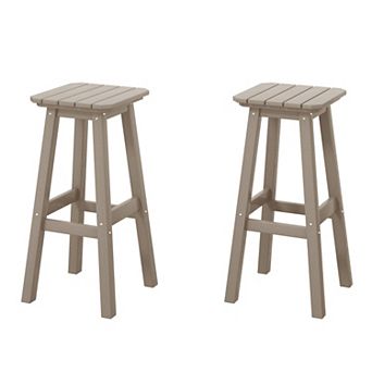 Westintrends 29" Hdpe Outdoor/patio Square Backless Bar Stool (set Of 2)