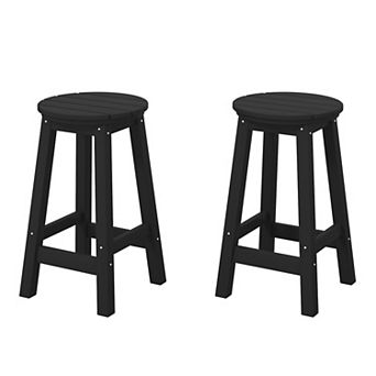 Westintrends 24" Hdpe Outdoor/patio Round Counter Stool (set Of 2)