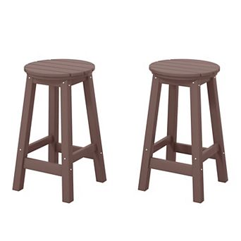 Westintrends 24" Hdpe Outdoor/patio Round Counter Stool (set Of 2)