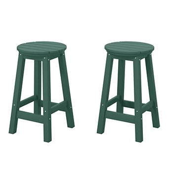 Westintrends 24" Hdpe Outdoor/patio Round Counter Stool (set Of 2)