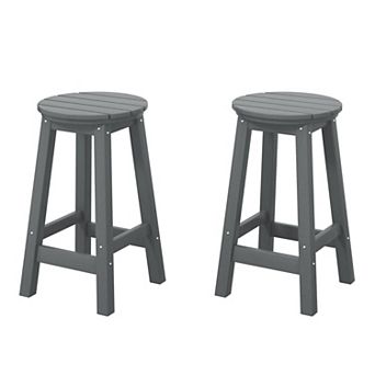 Westintrends 24" Hdpe Outdoor/patio Round Counter Stool (set Of 2)