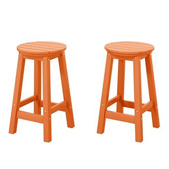 Westintrends 24" Hdpe Outdoor/patio Round Counter Stool (set Of 2)