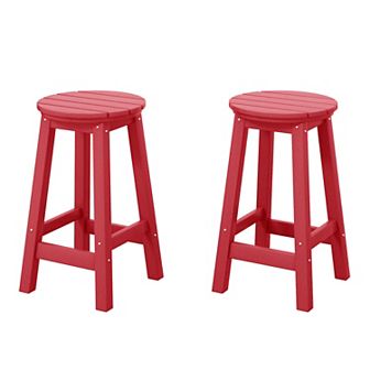 Westintrends 24" Hdpe Outdoor/patio Round Counter Stool (set Of 2)