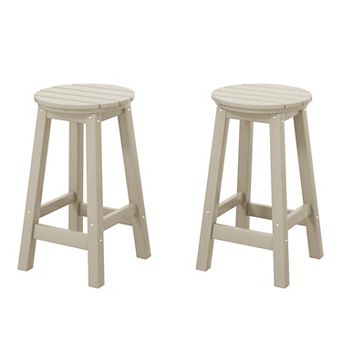 Westintrends 24" Hdpe Outdoor/patio Round Counter Stool (set Of 2)