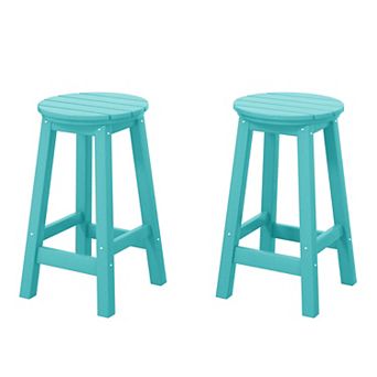 Westintrends 24" Hdpe Outdoor/patio Round Counter Stool (set Of 2)