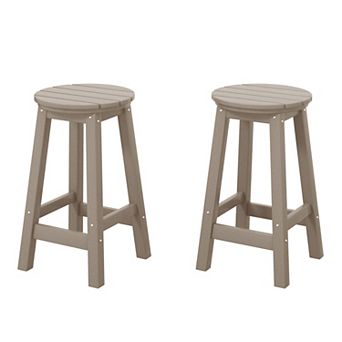 Westintrends 24" Hdpe Outdoor/patio Round Counter Stool (set Of 2)