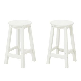 Westintrends 24" Hdpe Outdoor/patio Round Counter Stool (set Of 2)