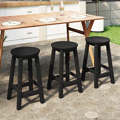 Westintrends 24" Hdpe Outdoor/patio Round Counter Stool (set Of 3)