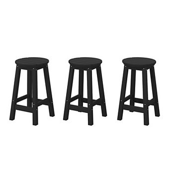 Westintrends 24" Hdpe Outdoor/patio Round Counter Stool (set Of 3)