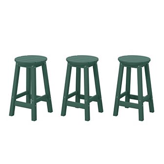 Westintrends 24" Hdpe Outdoor/patio Round Counter Stool (set Of 3)