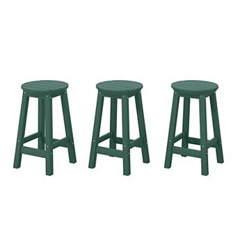 Westintrends 24" Hdpe Outdoor/patio Round Counter Stool (set Of 3)