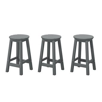 Westintrends 24" Hdpe Outdoor/patio Round Counter Stool (set Of 3)
