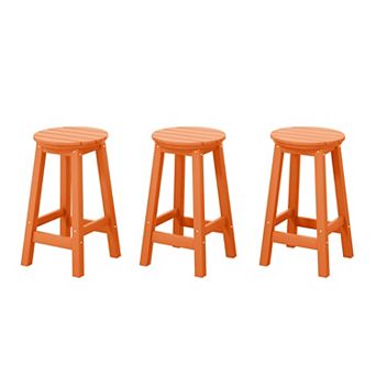 Westintrends 24" Hdpe Outdoor/patio Round Counter Stool (set Of 3)