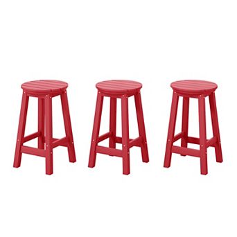 Westintrends 24" Hdpe Outdoor/patio Round Counter Stool (set Of 3)