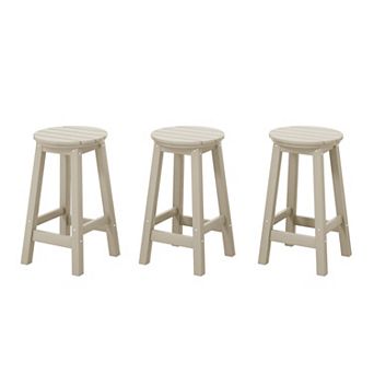Westintrends 24" Hdpe Outdoor/patio Round Counter Stool (set Of 3)