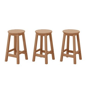Westintrends 24" Hdpe Outdoor/patio Round Counter Stool (set Of 3)