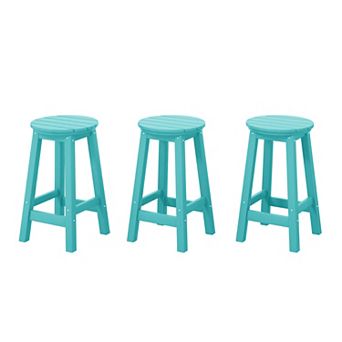 Westintrends 24" Hdpe Outdoor/patio Round Counter Stool (set Of 3)