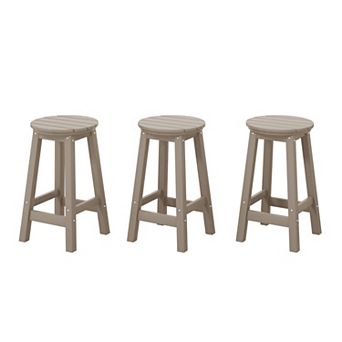Westintrends 24" Hdpe Outdoor/patio Round Counter Stool (set Of 3)