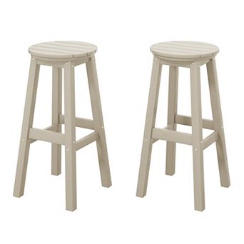 Westintrends 29" Hdpe Outdoor/patio Round Bar Stool (set Of 2)