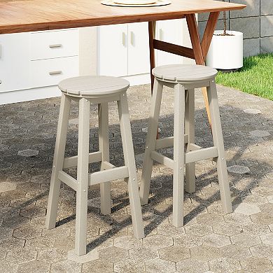 Westintrends 29" Hdpe Outdoor/patio Round Bar Stool (set Of 2)