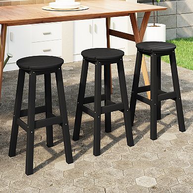 Westintrends 29" Hdpe Outdoor/patio Round Bar Stool (set Of 3)