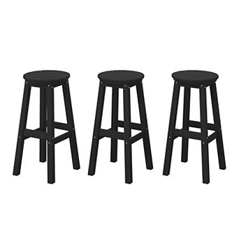 Westintrends 29" Hdpe Outdoor/patio Round Bar Stool (set Of 3)