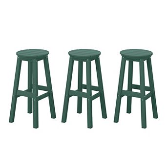 Westintrends 29" Hdpe Outdoor/patio Round Bar Stool (set Of 3)