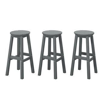 Westintrends 29" Hdpe Outdoor/patio Round Bar Stool (set Of 3)