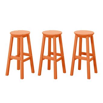 Westintrends 29" Hdpe Outdoor/patio Round Bar Stool (set Of 3)