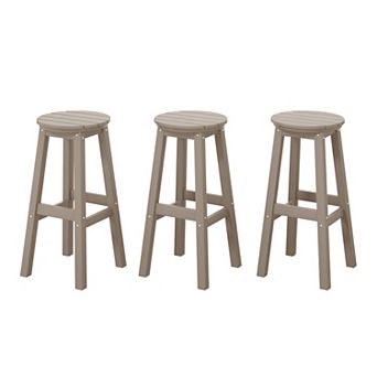 Westintrends 29" Hdpe Outdoor/patio Round Bar Stool (set Of 3)
