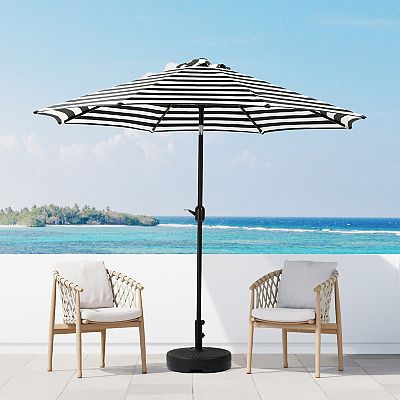kohls navy and white 9-foot patio umbrella SAFAVIEH Outdoor - Vienna Double-Top - & Canopy - Brown Aluminum Pole - Scalloped Striped Vented Design quality pieces Pure Garden 9ft Striped Patio