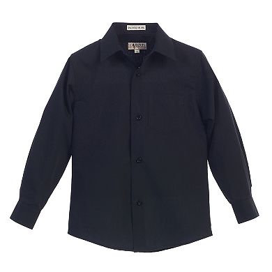 Gioberti Boy's Long Sleeve Dress Shirt With Design Tie Set