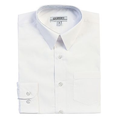 Gioberti Boy's Long Sleeve Dress Shirt With Design Tie Set
