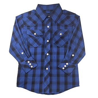 Gioberti Boy's Casual Western Plaid Long Sleeve Pearl Snaps Shirt