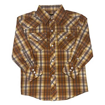 Gioberti Boy's Casual Western Plaid Long Sleeve Pearl Snaps Shirt