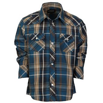 Gioberti Boy's Casual Western Plaid Long Sleeve Pearl Snaps Shirt