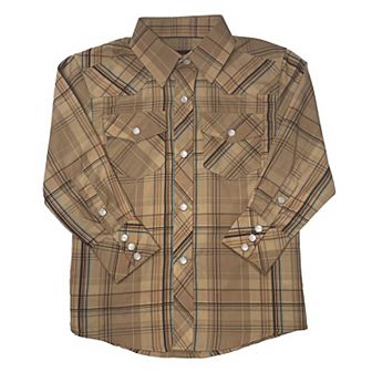 Gioberti Boy's Casual Western Plaid Long Sleeve Pearl Snaps Shirt
