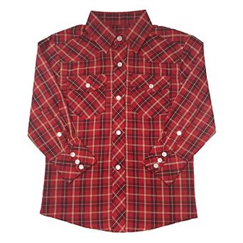 Gioberti Boy's Casual Western Plaid Long Sleeve Pearl Snaps Shirt
