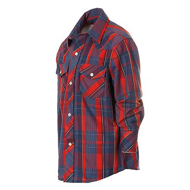 Gioberti Kid's Casual Western Plaid Long Sleeve Pearl Snaps Shirt