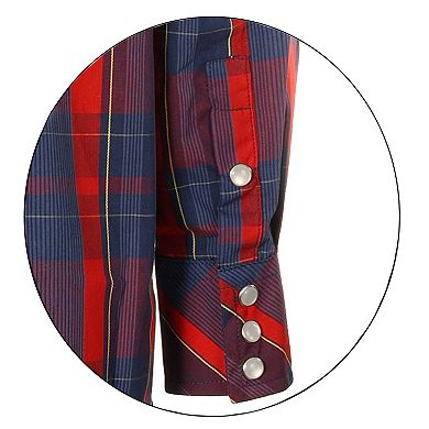 Gioberti Kid's Casual Western Plaid Long Sleeve Pearl Snaps Shirt