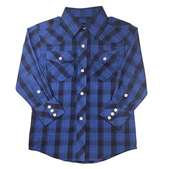 Gioberti Kid's Casual Western Plaid Long Sleeve Pearl Snaps Shirt