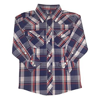 Gioberti Kid's Casual Western Plaid Long Sleeve Pearl Snaps Shirt