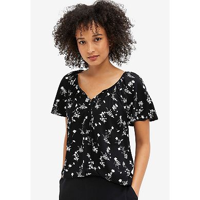 ellos Plus Size Flutter Sleeve Blouse