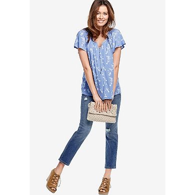 ellos Plus Size Flutter Sleeve Blouse