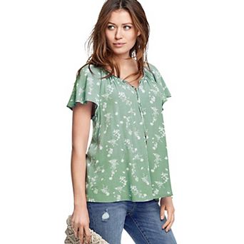 ellos Plus Size Flutter Sleeve Blouse