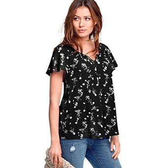 ellos Plus Size Flutter Sleeve Blouse
