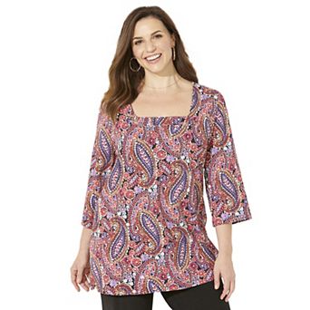 Catherines Women's Plus Size Petite Ultra-Soft Square-Neck Tee