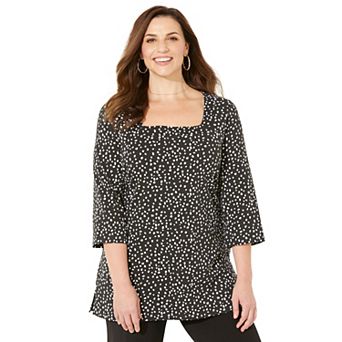 Catherines Women's Plus Size Petite Ultra-Soft Square-Neck Tee