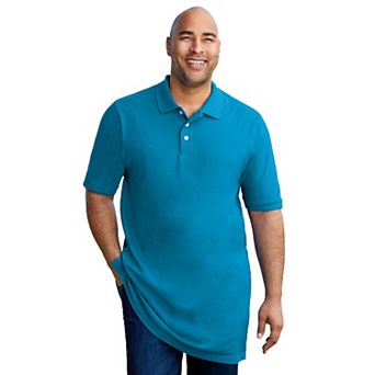 KingSize Men's Big & Tall Shrink-Less Longer-Length Cotton Polo Shirt