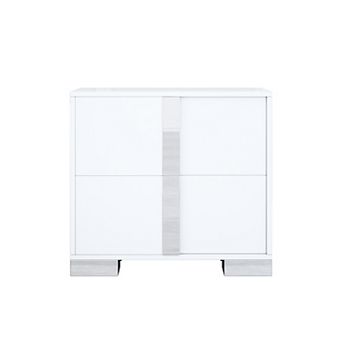 Merax Mirrored Metal Handle Nightstand